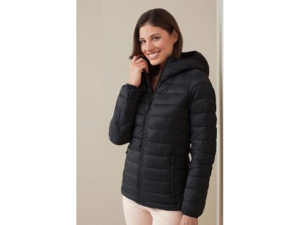 Dámská prešívaná bunda LUX (Veľkosť XS, Farba Čierna)