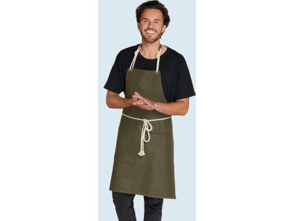 CORSICA - šnúrová zástera s vreckom (Farba Čierna)