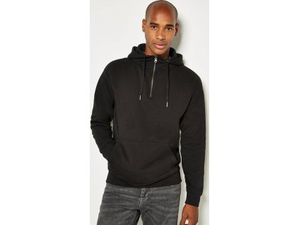 Mikina s kapucňou a 1/4 zipsom (Farba Čierna, Veľkosť XS)