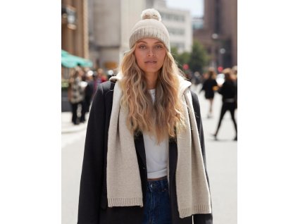 Darčeková súprava pleteného šálu a čiapky (Farba Light Grey Fleck)