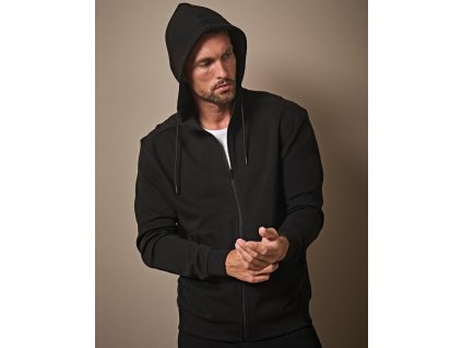 Mikina s kapucňou a zipsom Ribbed Interlock (Farba Čierna, Veľkosť S)