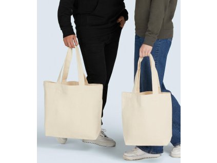 Široká plátená nákupná taška LH (Farba Natural, Veľkosť M (39x35x12cm))
