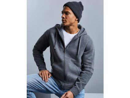 Pánska mikina Authentic Melange Zipped Hood Sweat (Veľkosť XS, Farba Tmavo sivá melírová)