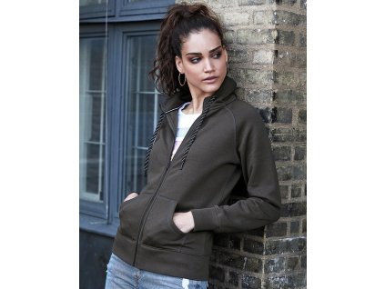 Dámska mikina na zips s kapucňou (Veľkosť S, Farba Flinstone)