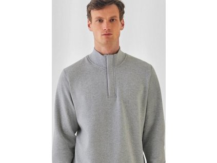 Mikina s 1/4 zipsom ID.004 Cotton Rich (Farba Biela, Veľkosť S)