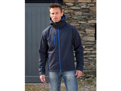 Pánska TX Performance Softshell bunda s kapucňou (Veľkosť S, Farba Čierna/Sivá)