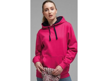 Kontrastná mikina s kapucňou (Veľkosť XS, Farba Black/Fire Red)