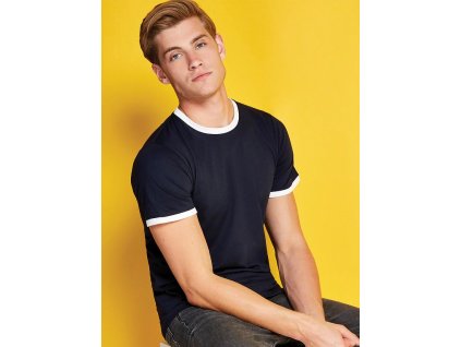 Tričko Fashion Fit Ringer (Veľkosť XS, Farba Biela/Čierna)