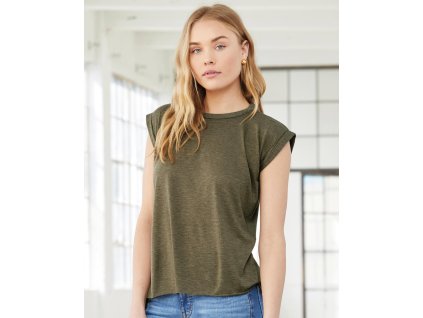 Dámske voľné tričko s rolovanými rukávmi (Farba Biela, Veľkosť S)