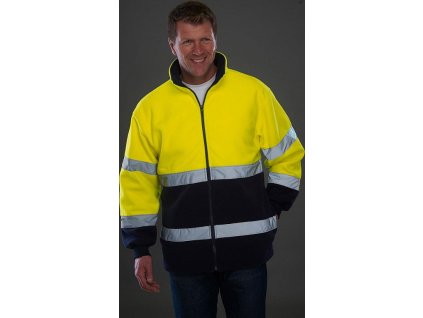 Fluo 2-Tone Fleece bunda (Veľkosť S, Farba Žltá neónová/Tmavo modrá)