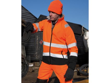 Potlačiteľný bezpečnostný softshell (Veľkosť S, Farba Oranžová neónová/Čierna)