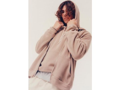 Mikina Unisex Poly-Cotton s kapucňou a na zips (Farba Biela, Veľkosť XS)