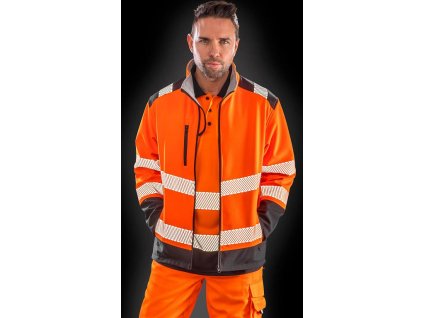 Reflexná bunda Ripstop Safety Softshell (Veľkosť S, Farba Oranžová neónová/Čierna)