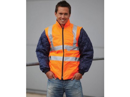 Fluo prešívaná bunda s odopínacími rukávmi (Veľkosť S, Farba Oranžová neónová)