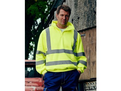 Fluo fleecová mikina s 1/4 zipsom (Veľkosť S, Farba Oranžová neónová)