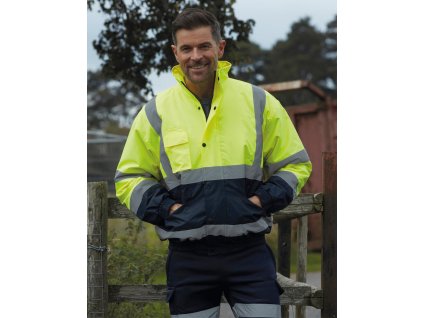 Bunda Fluo 2-Tone Bomber (Veľkosť S, Farba Oranžová neónová/Tmavo modrá)