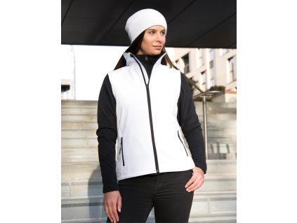 Potlačiteľná dámska Softshell vesta (Veľkosť XS, Farba Biela/Čierna)