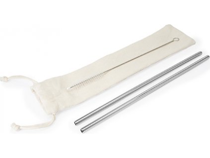 Sada slamiek z nehrdzavejúcej ocele 2 kusy MALOW (Veľkosť Uni, Farba Béžová)
