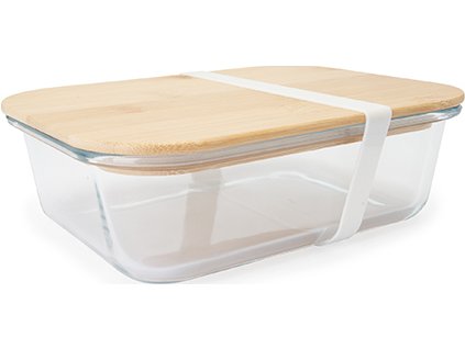Sklenený eko obedár s bambusovým vekom SAMBAL (Veľkosť Uni, Farba WOOD)