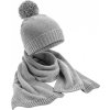 Darčeková súprava pleteného šálu a čiapky (Farba Light Grey Fleck)