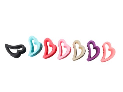 Cặp ngoạm silicon 6cm trái tim méo vỉ nhựa treo (bịch: 12ks)