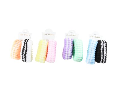 Dây buộc tóc vỉ giấy treo 2ks (Giá/bịch 12 vỉ mix 4 gam màu)