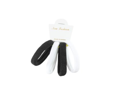 Gumičky do vlasů sada 4ks černobílé (Cena/balení 12 sad)