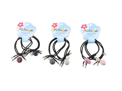 Dây buộc tóc quả đá vỉ giấy treo 2ks (Bịch: 12 vỉ mix 3 gam màu)