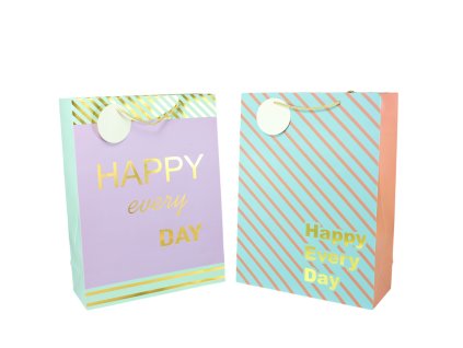 Túi đựng quà Happy Every Day 40x30x12cm (Bịch: 12ks mix 4 gam màu)
