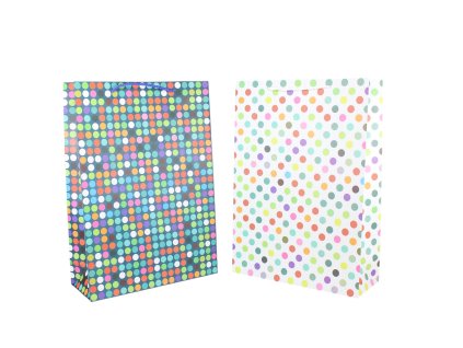 Túi đựng quà chấm bi màu 44x31x12cm (Bịch: 12ks mix 2 gam màu)