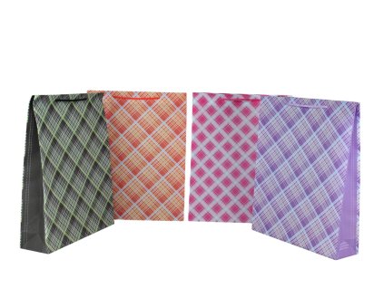Túi đựng quà kẻ 40x31x9cm (Bịch: 12ks mix 4 gam màu)