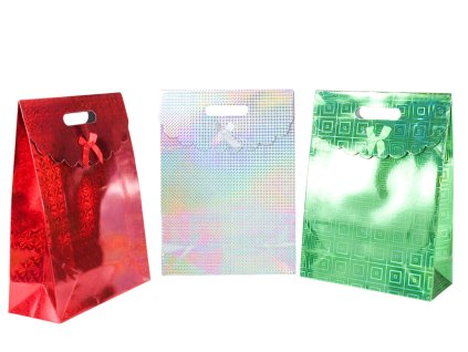 Túi đựng quà bóng 38x27x12cm (Bịch: 12ks mix 6 màu)