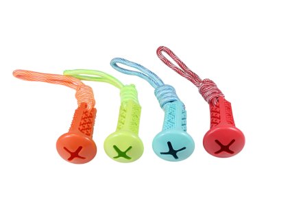 Đồ chơi chó nhựa dẻo đầu buộc dây vỉ giấy treo (bịch: 12ks)