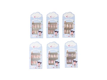 Móng tay giả trẻ em bộ 12 móng + miếng dán + giũa trong hộp giấy (bịch: 12 bộ)