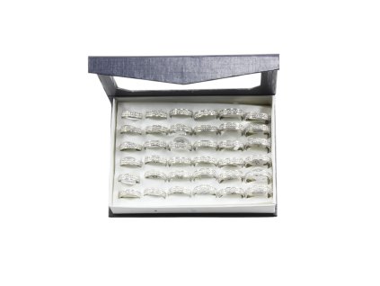 Nhẫn ocel trắng 2 hàng đá hộp 36ks các cỡ