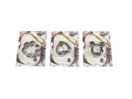 Khuôn cắt bánh inox bộ 3ks trong vỉ giấy treo (bịch: 12 bộ)