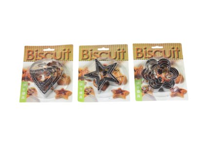 Khuôn cắt bánh inox bộ 5ks trong vỉ giấy treo (bịch: 12 bộ)