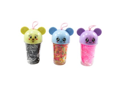 Nịt buộc tóc trong lọ nhựa cứng hình gấu (bịch: 12ks)