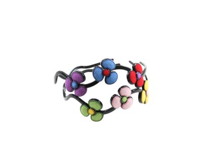 Bờm nhựa lượn sóng gắn hoa dán vải (bịch: 12ks)