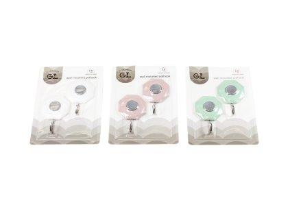 Móc dán nhựa lục giác móc sắt động bộ 2ks vỉ giấy treo (bịch: 12 bộ)