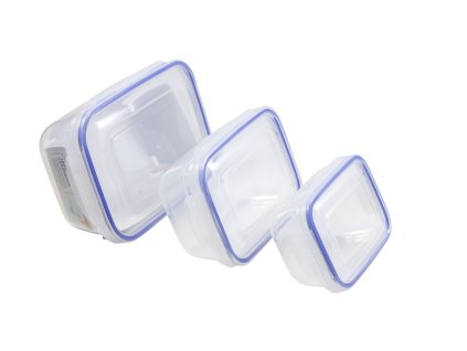Hộp nhựa đựng đồ ăn chữ nhật nắp trong suốt viền xanh bộ 3ks 400ml + 800ml + 1400ml