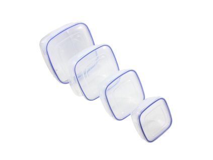 Hộp nhựa đựng đồ ăn vuông nắp trong suốt viền xanh bộ 4ks