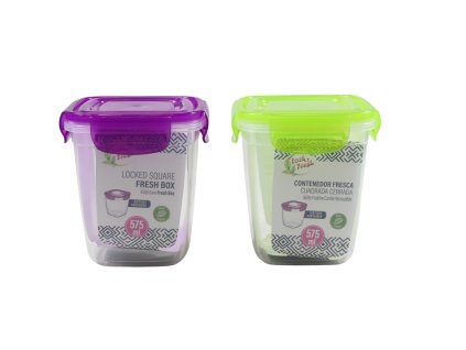 Hộp nhựa đựng đồ ăn vuông cao nắp màu 575ml