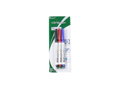Bút dạ viết lên CD bộ 3ks mix màu vỉ giấy (bịch: 12 bộ)
