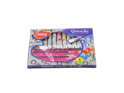 Màu vẽ nước tuýp Golden bộ 12ks + khay nhựa + 3 chổi vẽ
