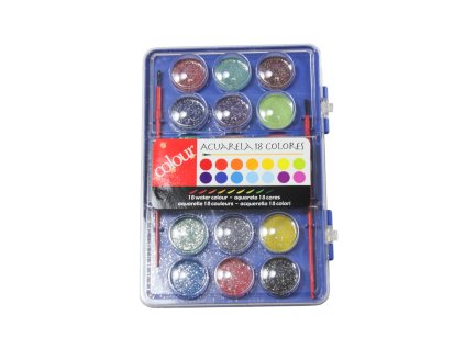 Màu vẽ nước nhũ 18 màu trong khay nhựa + 2 chổi vẽ