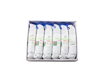 Dây dù bện trắng 4mm x 20m kẹp nhựa treo (bịch: 12ks)