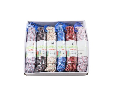 Dây dù bện màu kẻ 6mm x 10m kẹp nhựa treo (bịch: 12ks)
