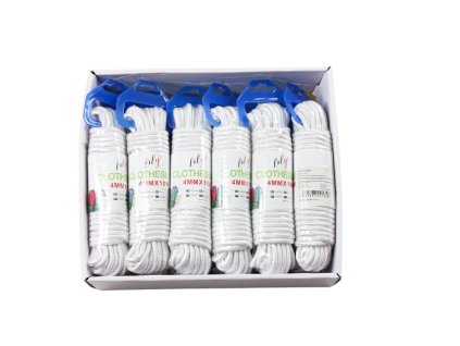 Dây dù bện trắng 4mm x 10m kẹp nhựa treo (bịch: 12ks)