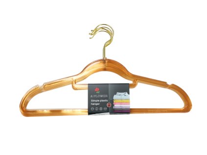 Móc áo nhựa màu trong 41.5cm móc inox bộ 5ks